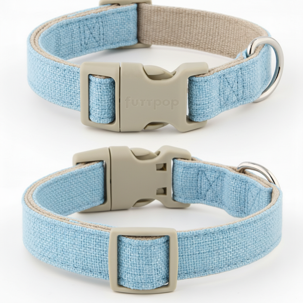 Sustainable Cotton Hemp Dog Collar & Leash Set