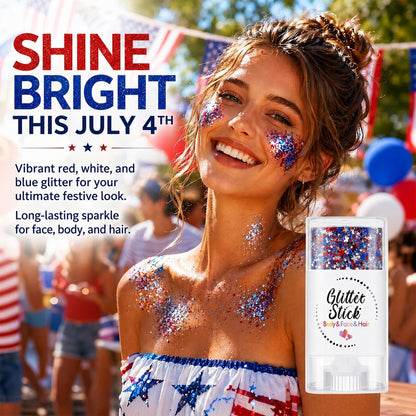 🦅4th of July Glitter Stick✨🔔Red, White & Blue Body & Hair Sparkle