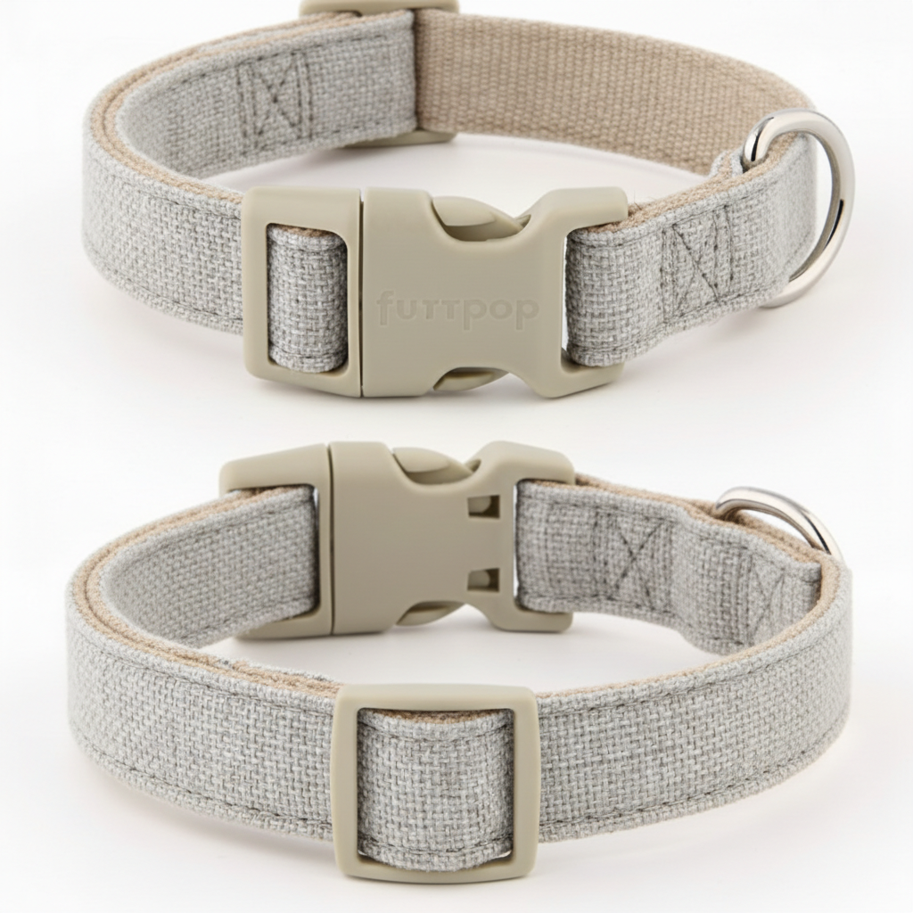 Sustainable Cotton Hemp Dog Collar & Leash Set