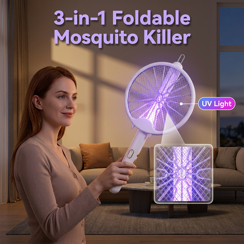 ✨3-in-1 Foldable Electric Mosquito Racket